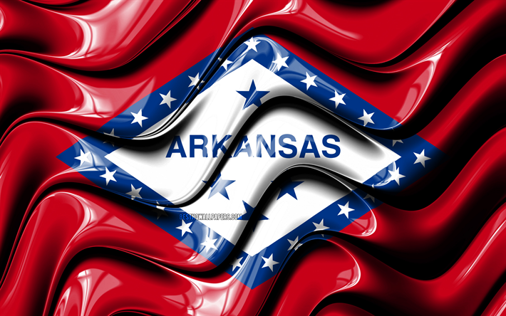 Arkansas bandeira, 4k, Estados unidos da Am&#233;rica, distritos administrativos, Bandeira do Arkansas, Arte 3D, Arkansas, estados americanos, Arkansas 3D bandeira, EUA, Am&#233;rica Do Norte