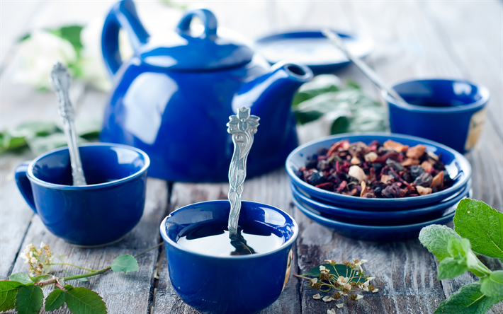 カップ茶, 青いカップ, お茶の概念, お茶の時間