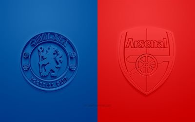 Chelsea vs Arsenal FC, partida de futebol, 2019-final da UEFA Europa League, promo, Arte 3d, logotipos, azul-fundo vermelho, arte criativa, A UEFA Europa League, Est&#225;dio Ol&#237;mpico, Baku, Azerbaij&#227;o
