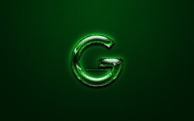 Google green logo, green vintage background, artwork, Google, brands, Google glass logo, creative, Google logo