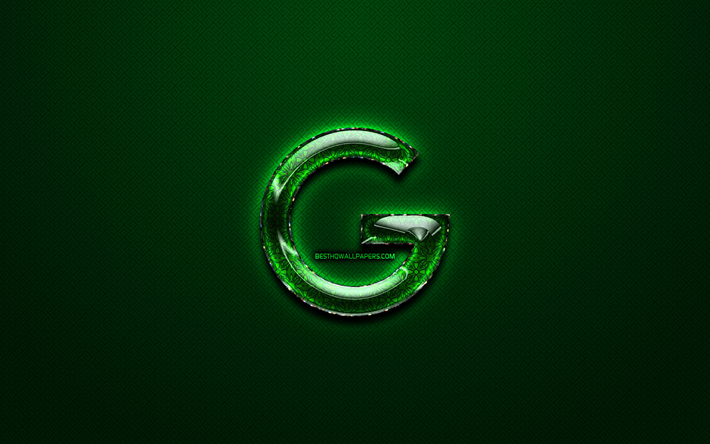 Google logo vert, vert vintage fond, illustration, Google, marques, Google verre logo, cr&#233;ation, logo Google