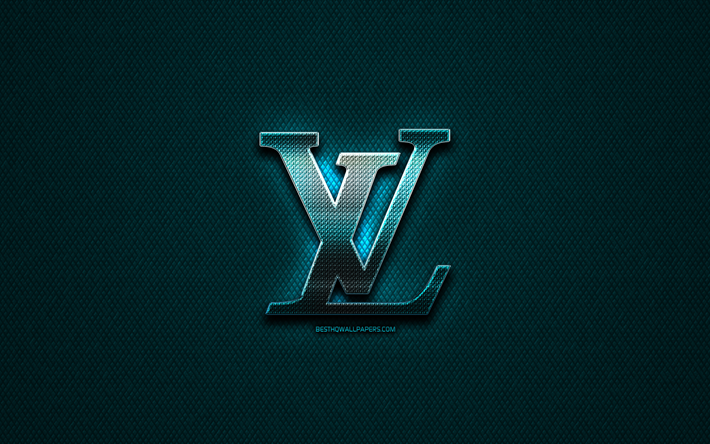 ルイ-ヴィトンラゴ, 創造, 青色の金属の背景, ルイ-ヴィトンのロゴ, ブランド, ルイ-ヴィトン