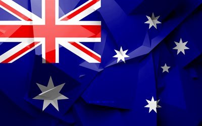 4k, flagge von australien, geometrische kunst, ozeanien l&#228;nder, australische flagge, kreativ, australien, ozeanien, 3d flag, nationale symbole