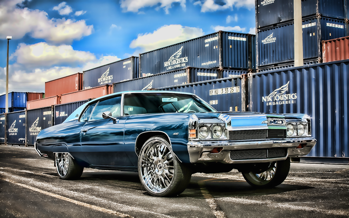 Chevrolet Impala, tuning, 1972 autoja, retro autot, R&#228;&#228;t&#228;l&#246;ityj&#228; Chevrolet Impala, amerikkalaisten autojen, Chevrolet, HDR, 1972 Chevrolet Impala