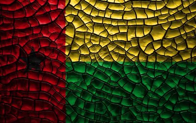 flagge von guinea-bissau, 4k, rissige erde, afrika, guinea-bissau flagge, 3d-kunst, guinea-bissau, die afrikanischen l&#228;nder, nationale symbole, guinea-bissau 3d flag