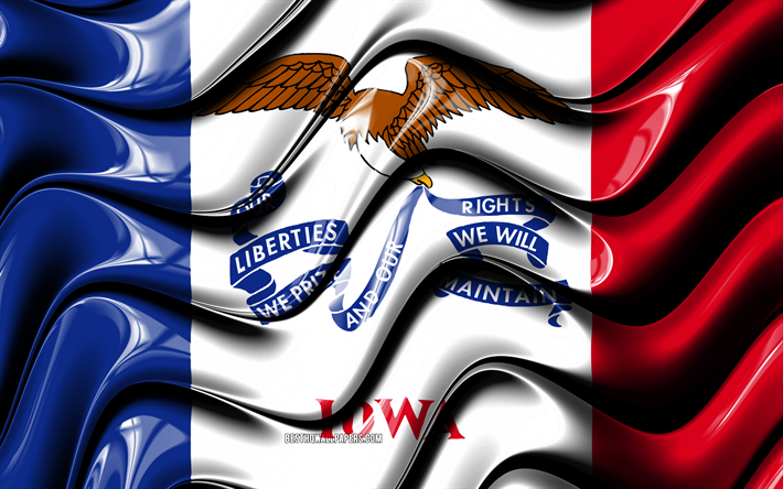 Iowa drapeau, 4k, &#201;tats-unis d&#39;Am&#233;rique, circonscriptions administratives, le Drapeau de l&#39;Iowa, art 3D, Iowa, &#233;tats am&#233;ricains, l&#39;Iowa 3D drapeau, etats-unis, Am&#233;rique du Nord