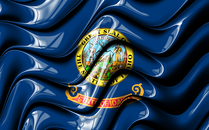 Idaho drapeau, 4k, &#201;tats-unis d&#39;Am&#233;rique, circonscriptions administratives, le Drapeau de l&#39;Idaho, art 3D, Idaho, &#233;tats am&#233;ricains, de l&#39;Idaho 3D drapeau, etats-unis, Am&#233;rique du Nord