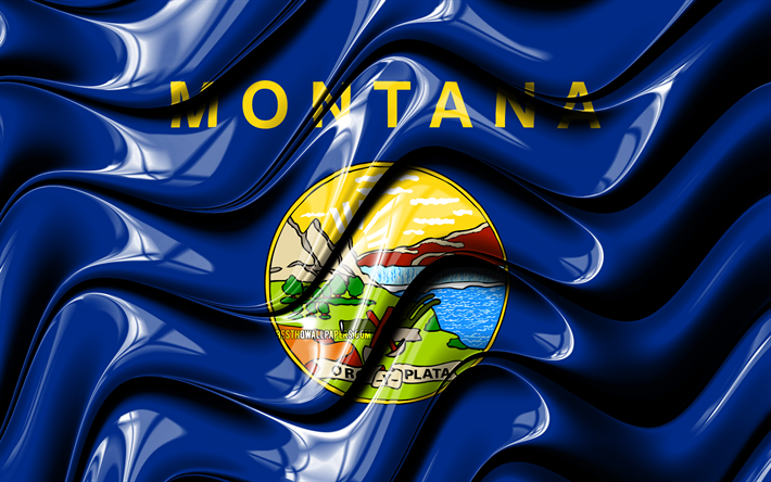 Montana, 3D sanat Montana bayrağı, 4k, Amerika Birleşik Devletleri, il&#231;elere, Bayrak, Montana 3D bayrak, ABD, Kuzey Amerika