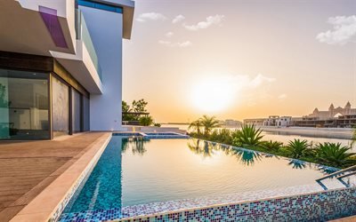 uima-allas talon l&#228;hell&#228;, altaan muotoilu, luxury house, Dubai, UAE, villa