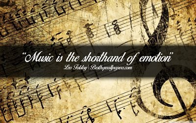 La musica &#232; l&#39;abbreviazione di emozione, di lev Tolstoj, calligrafico testo, citazioni sulla musica, Leo Tolstoy citazioni, ispirazione, la musica di sottofondo