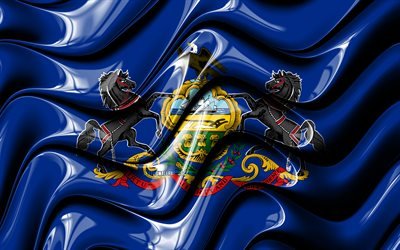 Pennsylvania bandiera, 4k, Stati Uniti d&#39;America, i distretti amministrativi livelli, Bandiera della Pennsylvania, 3D arte, Pennsylvania, us stati, in Pennsylvania, 3D, bandiera, stati UNITI, Nord America