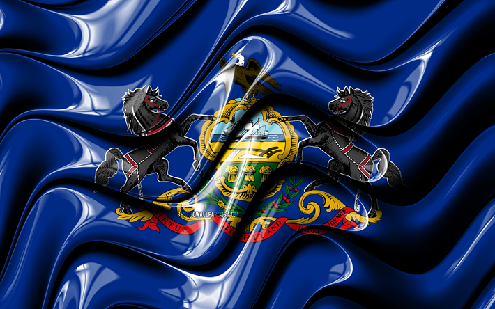 Pennsylvania flagga, 4k, F&#246;renta Staterna, administrativa distrikt, Flag of Pennsylvania, 3D-konst, Pennsylvania, usa, Pennsylvania 3D-flagga, USA, Nordamerika