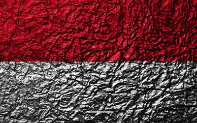 Flag of Indonesia, 4k, stone texture, waves texture, Indonesia flag, national symbol, Indonesia, Asia, stone background