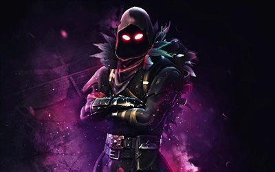 Raven, red eyes, Fortnite Battle Royale, Fortnite, 2019 games, darkness, The Raven, artwork, Raven Fortnite