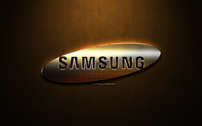 Samsung glitter-logo, luova, pronssi metalli tausta, Samsung-logo, merkkej&#228;, Samsung