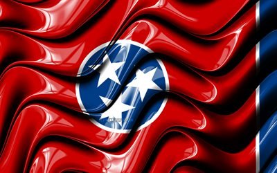 Tennessee lippu, 4k, Yhdysvallat, hallintoalueet, Lipun Tennessee, 3D art, Tennessee, amerikan valtioiden, Tennessee 3D flag, USA, Pohjois-Amerikassa