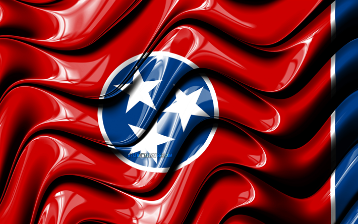 Tennessee, 3D sanat Tennessee bayrağı, 4k, Amerika Birleşik Devletleri, il&#231;elere, Bayrak, Tennessee 3D bayrak, ABD, Kuzey Amerika