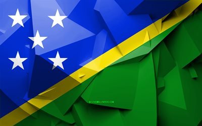4k, Flag of Solomon Islands, geometric art, Oceanian countries, Solomon Islands flag, creative, Solomon Islands, Oceania, Solomon Islands 3D flag, national symbols