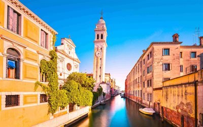 San Giorgio dei Greci, 4k, italian landmarks, church, summer, Castello, Venice, Italy, Europe, italian cities