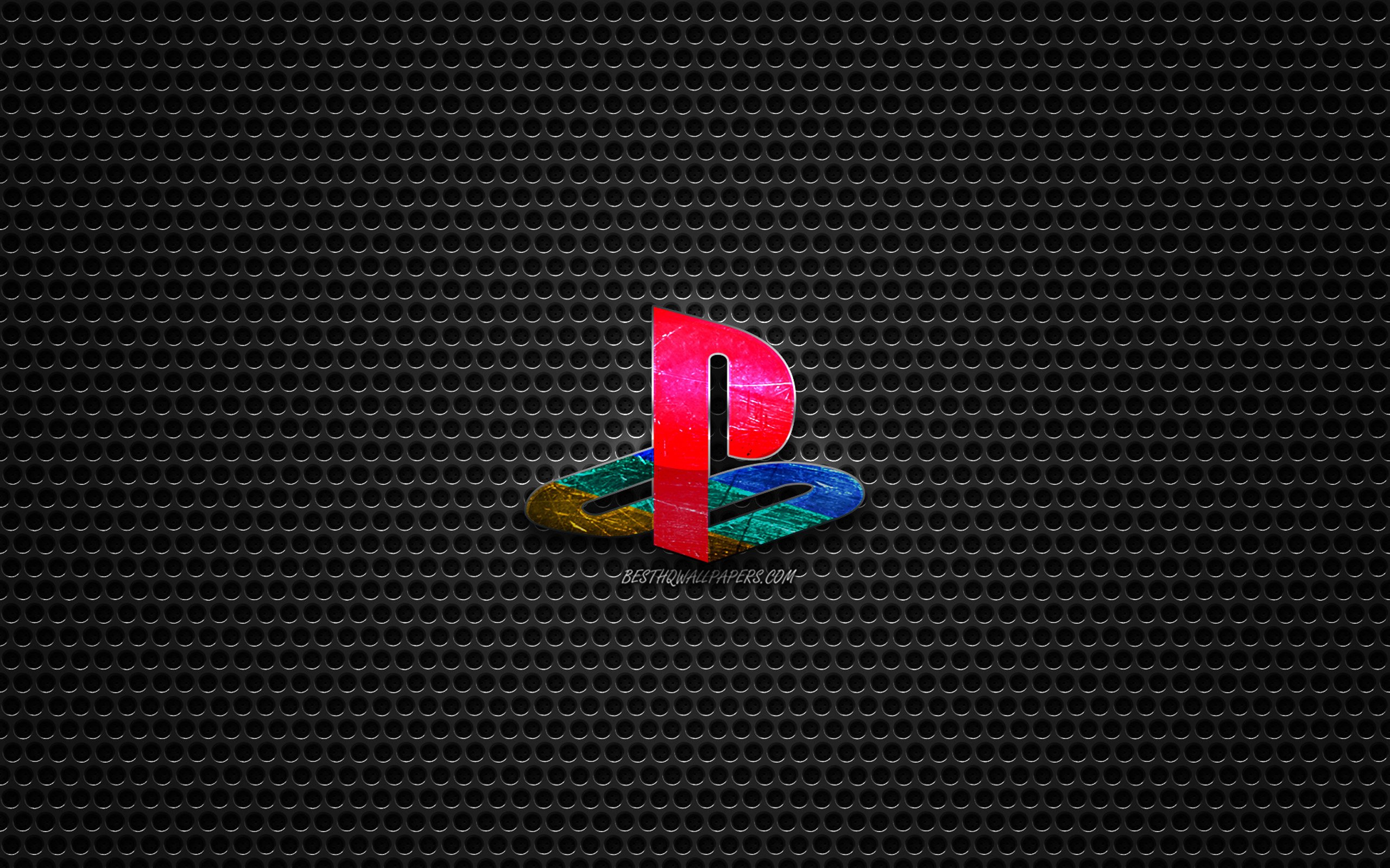 ダウンロード画像 Ps4ロゴ Playstation4 鉄鋼研磨ロゴ Ps4エンブレム ブランド 金属メッシュの質感 ブラックメタル背景 Ps4 Playstation 画面の解像度 2560x1600 壁紙デスクトップ上