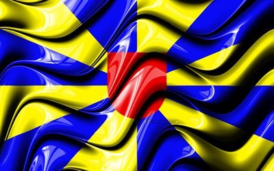 L&#228;nsi-Flanderin lippu, 4k, Maakunnissa Belgia, hallintoalueet, Lipun L&#228;nsi-Flanderi, 3D art, L&#228;nsi-Flanderi, belgian maakunnissa, L&#228;nsi-Flanderin 3D flag, Belgia, Euroopassa