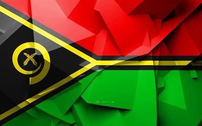 4k, Flagga Vanuatu, geometriska art, Oceanian l&#228;nder, Vanuatu flagga, kreativa, Vanuatu, Oceanien, Vanuatu 3D-flagga, nationella symboler