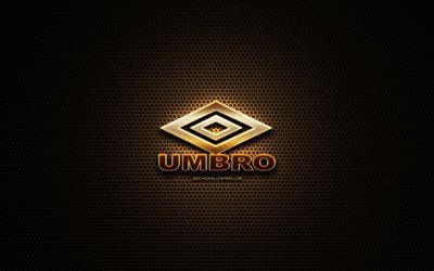 Umbro glitter logo, yaratıcı, metal ızgara arka plan, Umbro logo, marka, Umbro