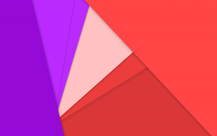 material design, violet and red, colorful triangles, geometric shapes, lollipop, triangles, creative, strips, geometry, colorful backgrounds