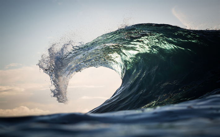 موجة كبيرة, العاصفة, المحيط, جميلة موجة, موجة كريست, الطاقة المائية المفاهيم, البيئة, الماء