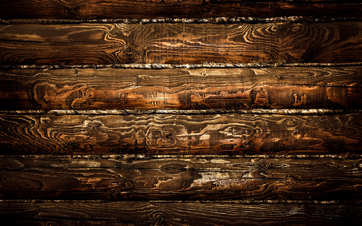 en bois horizontale journaux, macro, en bois brun texture, en bois, d&#233;cors, textures de bois, b&#251;ches de bois, brun origines