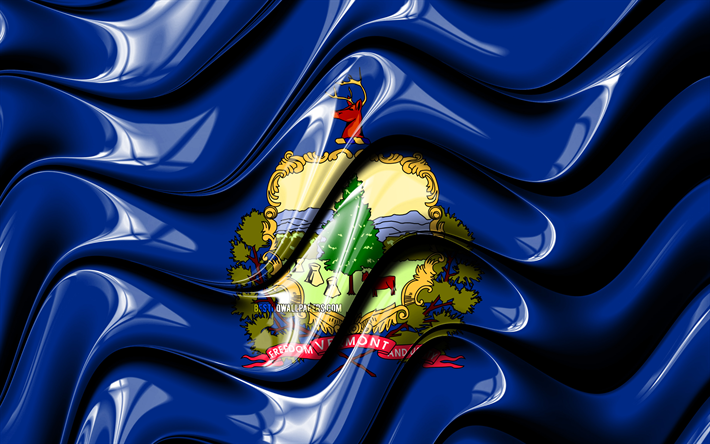Vermont, 3D sanat Vermont bayrağı, 4k, Amerika Birleşik Devletleri, il&#231;elere, Bayrak, Vermont 3D bayrak, ABD, Kuzey Amerika