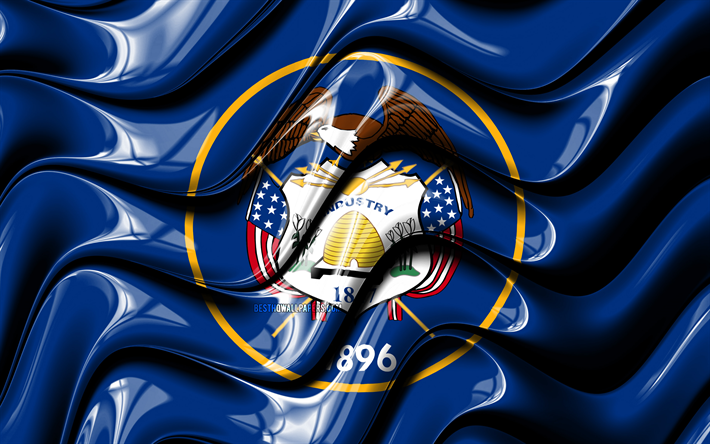 Utah flagga, 4k, F&#246;renta Staterna, administrativa distrikt, Flaggan i Utah, 3D-konst, Utah, usa, Utah 3D-flagga, USA, Nordamerika