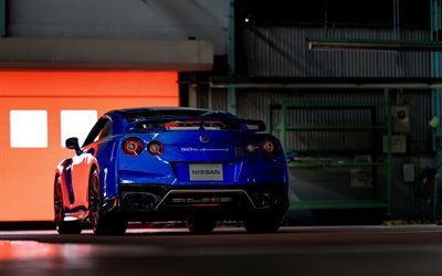Nissan GT-R, 50th Anniversary Edition, 2020, R35, rear view, exterior, blue sports coupe, tuning GT-R, customized GT-R Japanese sports cars, Nissan