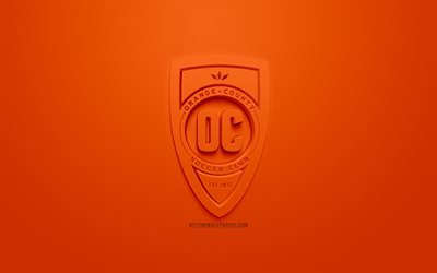 Orange County SC, creative 3D logo, USL, orange background, 3d emblem, American football club, United States League, Irvine, California, USA, 3d art, football, stylish 3d logo