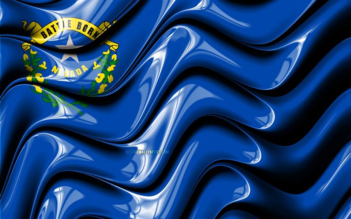 ネバダフラグ, 4k, 米国, 行政区, 旗のネバダ, 3Dアート, ネバダ, 米州, ネバダ3Dフラグ, 北米