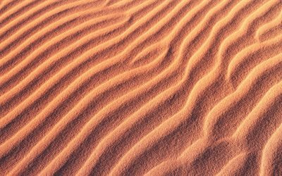 4k, 砂波質感, マクロ, 砂浜の背景, 砂tetures, 波織, 砂をパターン, 砂