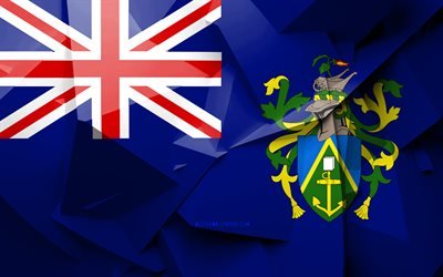 4k, Flagga Pitcairn&#246;arna, geometriska art, Oceanian l&#228;nder, Pitcairn Islands flagga, kreativa, Pitcairn&#246;arna, Oceanien, Pitcairn 3D-flagga, nationella symboler