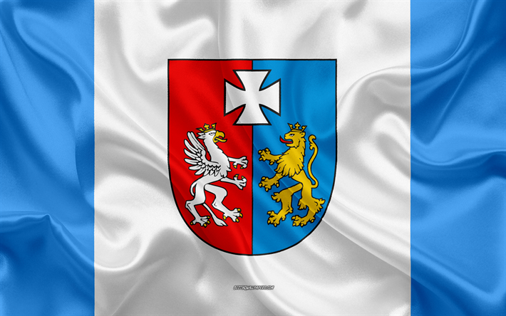 Flagga Podkarpackie L&#228;n, silk flag, siden konsistens, Polen, Podkarpackie L&#228;n, Voivodeships av Polen, provinsen Polen