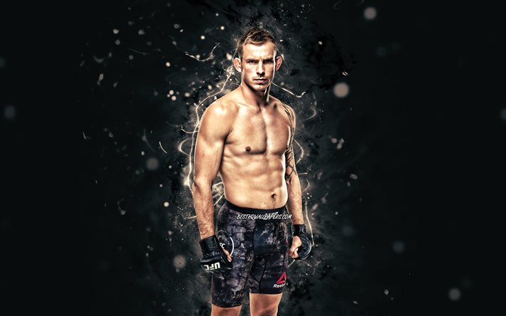 Krzysztof Jotko, 4k, n&#233;ons blancs, combattants polonais, MMA, UFC, Arts martiaux mixtes, Krzysztof Jotko 4K, combattants de l’UFC, combattants de la MMA