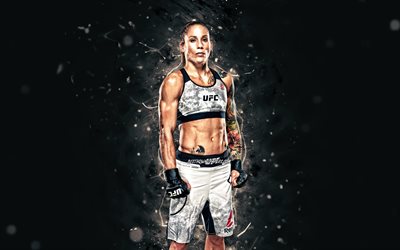 Liz Carmouche, 4k, white neon lights, american fighters, MMA, UFC, Mixed martial arts, Liz Carmouche 4K, UFC fighters, MMA fighters
