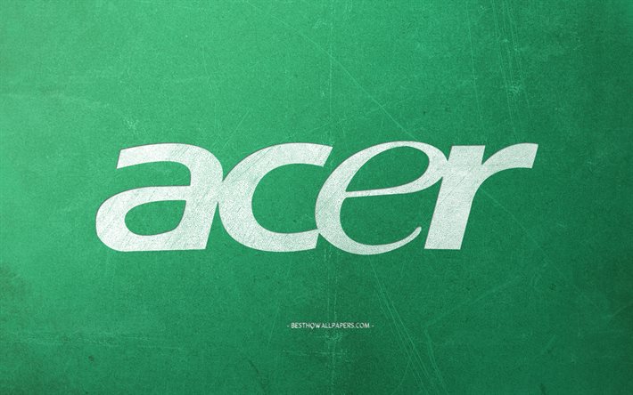 Logo Acer, fond r&#233;tro vert, texture vert pierre, embl&#232;me Acer, art r&#233;tro, Acer