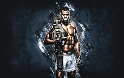 Francis Ngannou, MMA, UFC, Cameroon fighter, gray stone background, Francis Ngannou art, Ultimate Fighting Championship