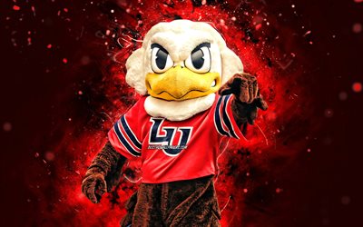 Sparky, 4k, mascot, Liberty Flames, red neon lights, NCAA, creative, USA, Liberty Flames mascot, NCAA mascots, official mascot, Sparky mascot