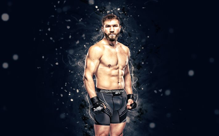 Ion Cutelaba, 4k, blue neon lights, moldovan fighters, MMA, UFC, Mixed martial arts, Ion Cutelaba 4K, UFC fighters, MMA fighters