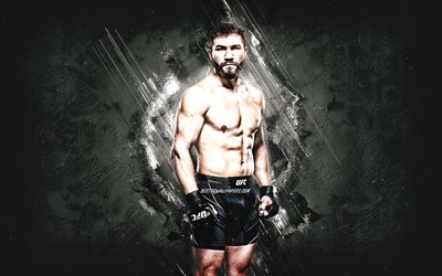 Ion Cutelaba, MMA, UFC, Moldavian fighter, gray stone background, Ion Cutelaba art, Ultimate Fighting Championship