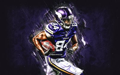 Irv Smith, Minnesota Vikings, NFL, American Football Player, Purple Stone Background, National Football League, USA