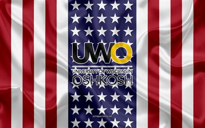 University of Wisconsin-Oshkosh Emblem, American Flag, University of Wisconsin-Oshkosh logo, Oshkosh, Wisconsin, USA, University of Wisconsin-Oshkosh