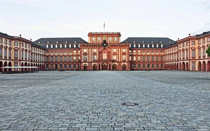 Palazzo barocco di Mannheim, 4k, paesaggi urbani, Mannheim, citt&#224; tedesche, Europa, Germania, Citt&#224; della Germania, Mannheim Germania