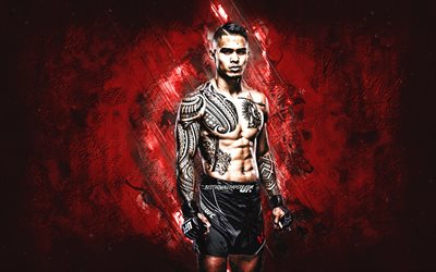 Kai Kamaka III, MMA, UFC, American fighter, red stone background, Kai Kamaka III art, Ultimate Fighting Championship