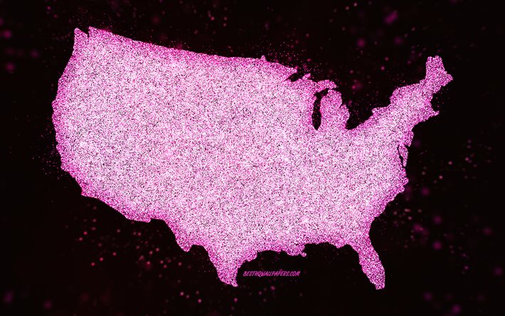 ダウンロード画像 アメリカのキラキラマップ 黒の背景 アメリカの地図 パープルグリッターアート クリエイティブアート アメリカ紫の地図 米国 フリー のピクチャを無料デスクトップの壁紙